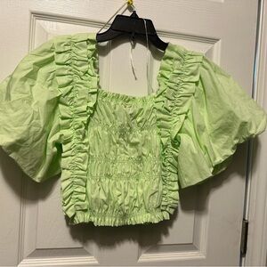 SOLD— ZARA cropped poplin gathered top